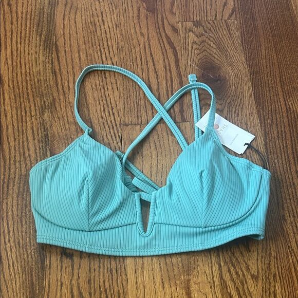 Shade & Shore Teal Women's Bikini Top Size 34C New with Tags - Picture 1 of 5